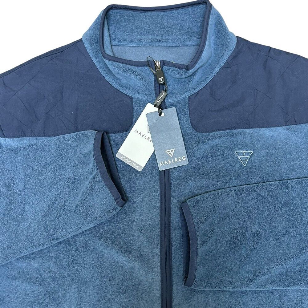 MAELREG Shadow Blue Performance Golf Jacket Stylish Full Zip Wicking 4 Stretch